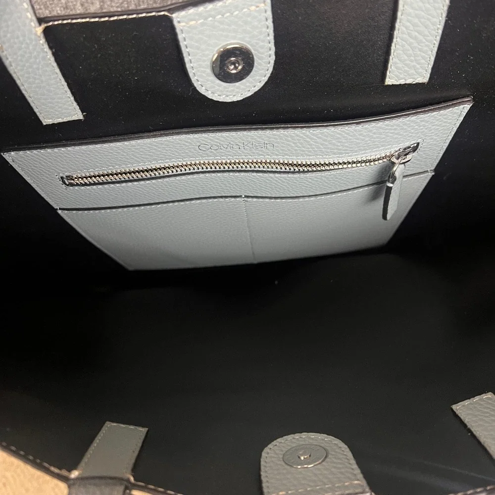 NEW $168 Calvin Klein Rachel Vegan Leather Novelty Tote Bag‎ Blue Shoulder bag - Picture 8 of 8